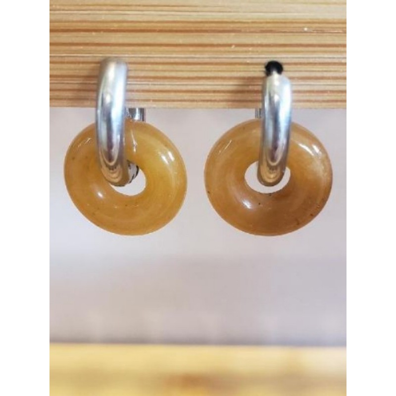 Boucles d’oreilles acier inox pierre camel