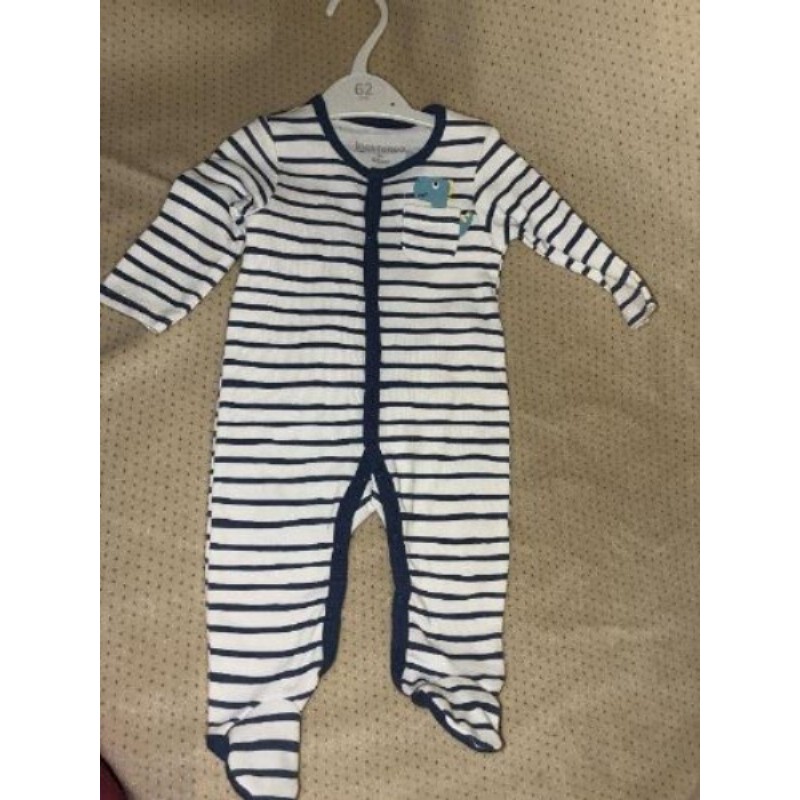 Grenouillère garçon rayures blanc / bleu taille 3 mais 