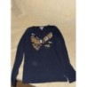 Haut fille manche long marque okaidi taille 10 ans  dessin papillon paillettes 
