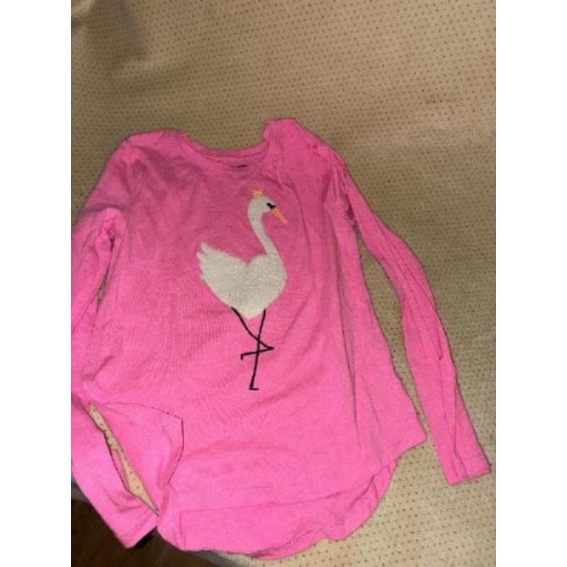 Haut fille rose manche longue taille 10 ans marque GAP dessin cygne 