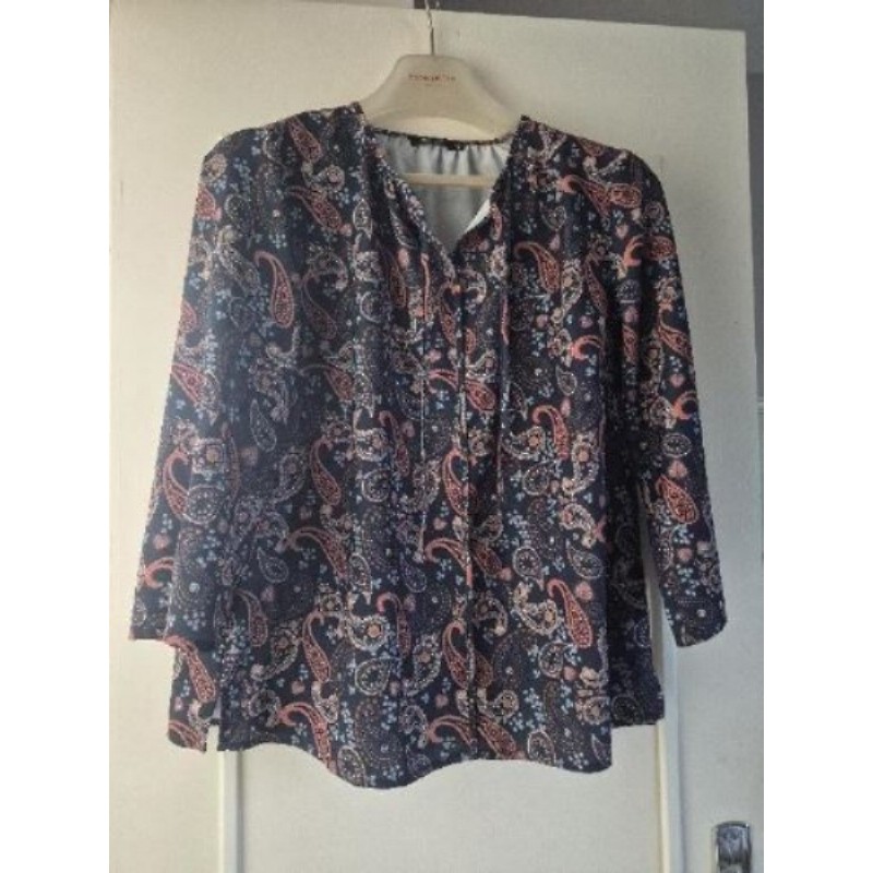 Chemisier bleu imprimé femme taille M