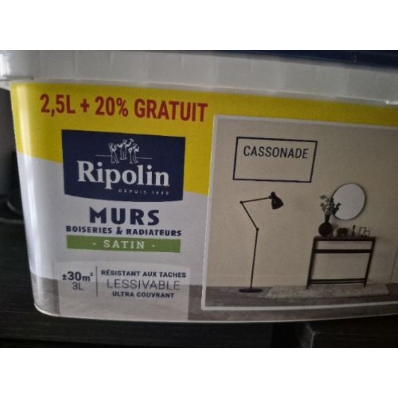 Pot de peinture ripolin neuf sous plastique  blanc cassonade 2.5 +30%