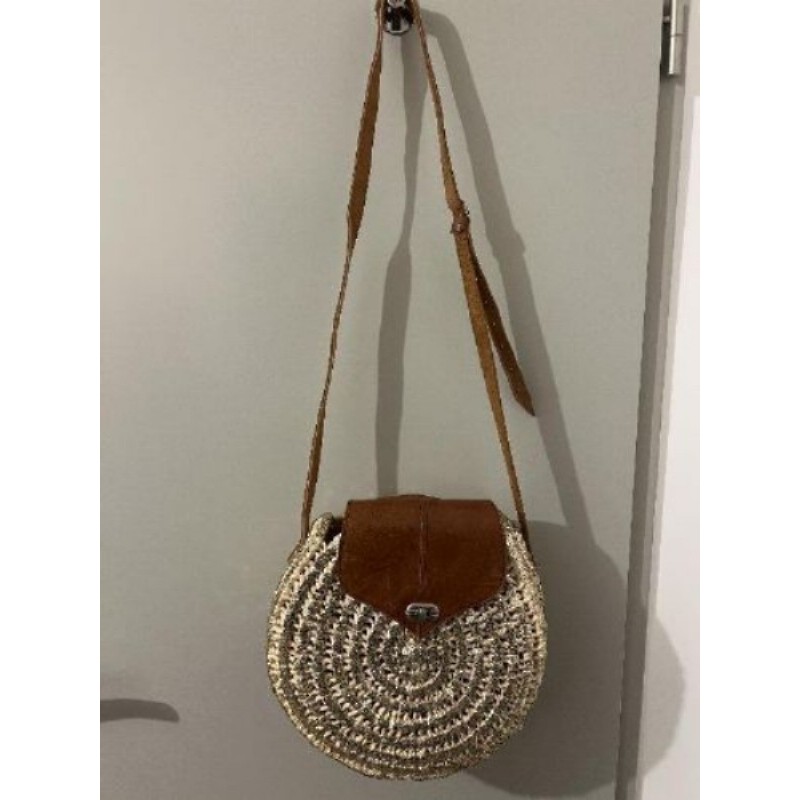 Sac osier et cuir artisanal 