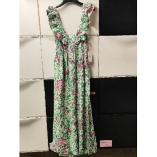 Robe longue vert et rose...