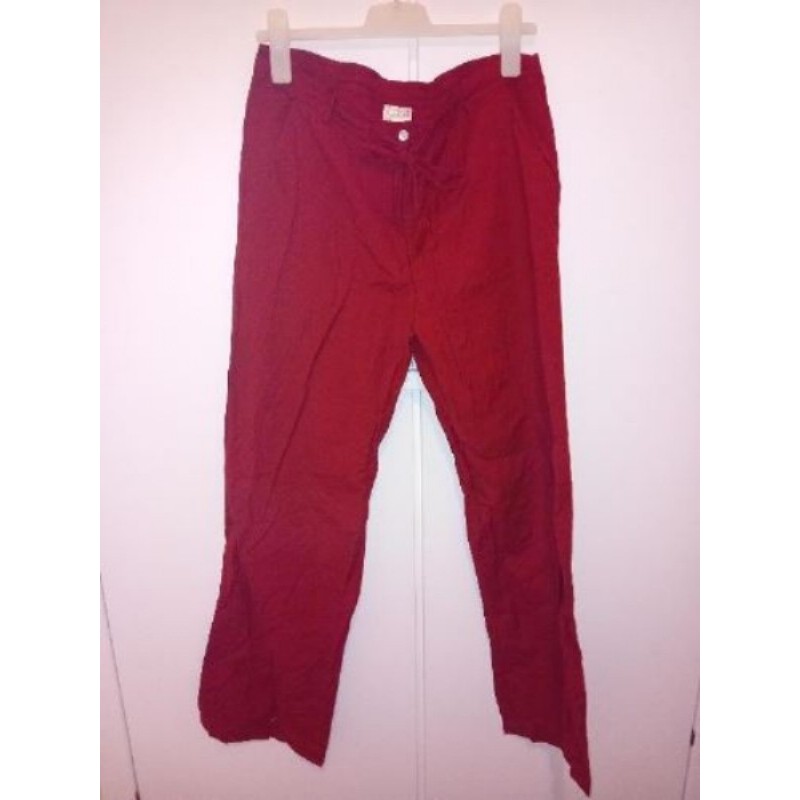 Taille 44 pantalon coton/lin rouge 