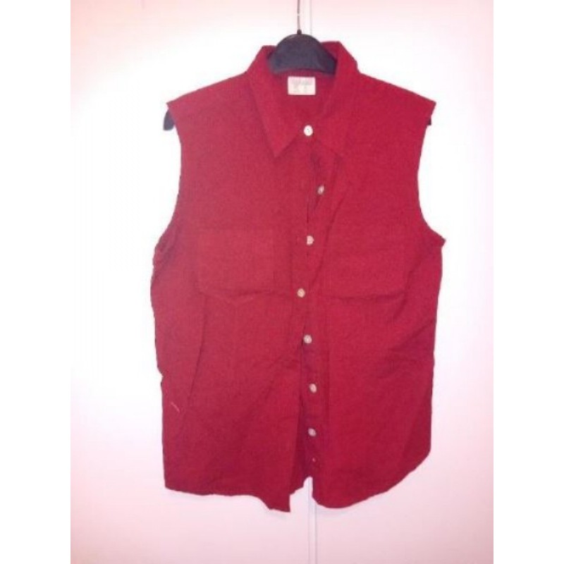 Taille 42 haut s manche coton/lin rouge