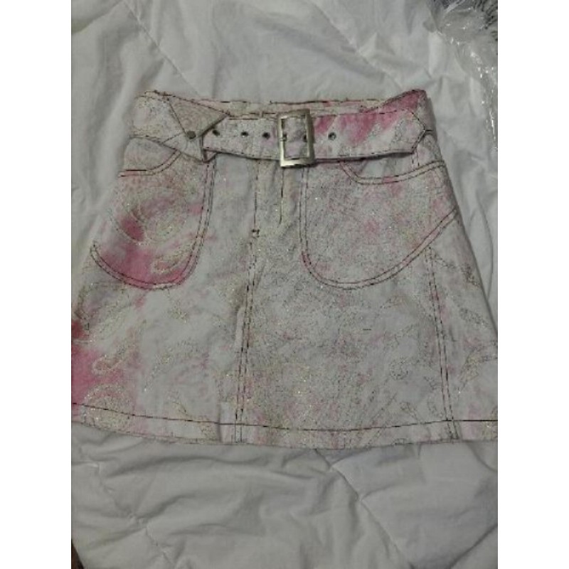 Jupe scintillante T38 rose/blanche
