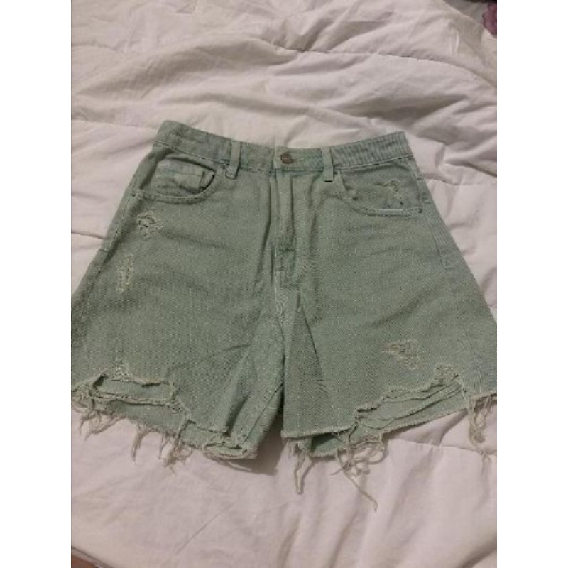 Short ZARA T36 jean vert 