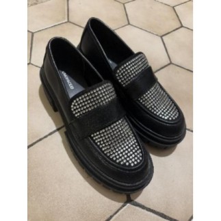 Mocassins T39 noires strass 