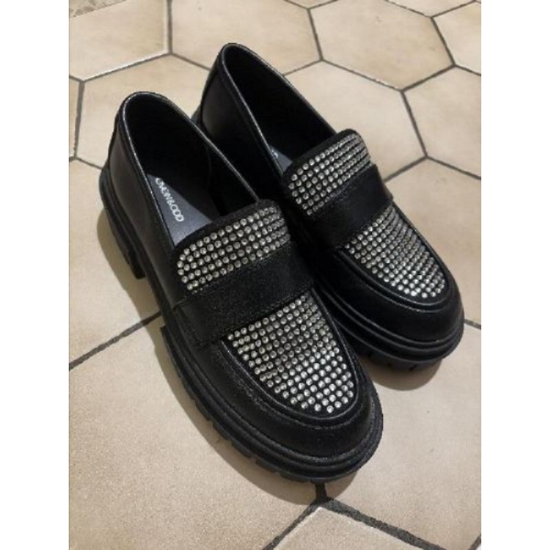 Mocassins T39 noires strass 