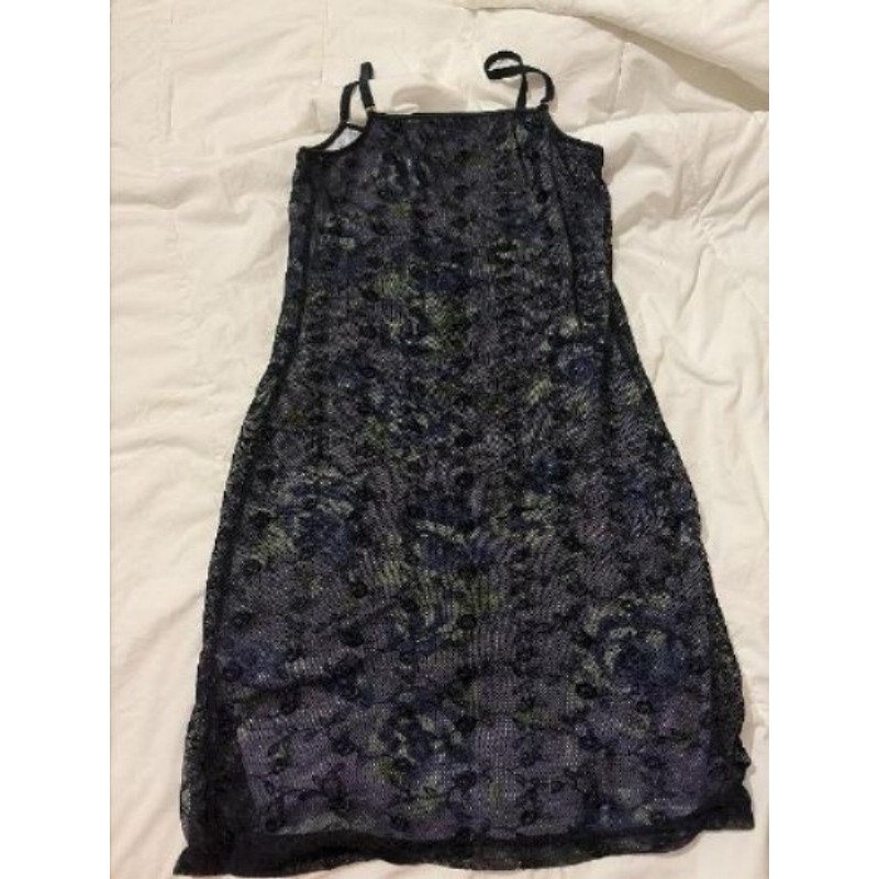 Robe fleurie dentelle noire T36