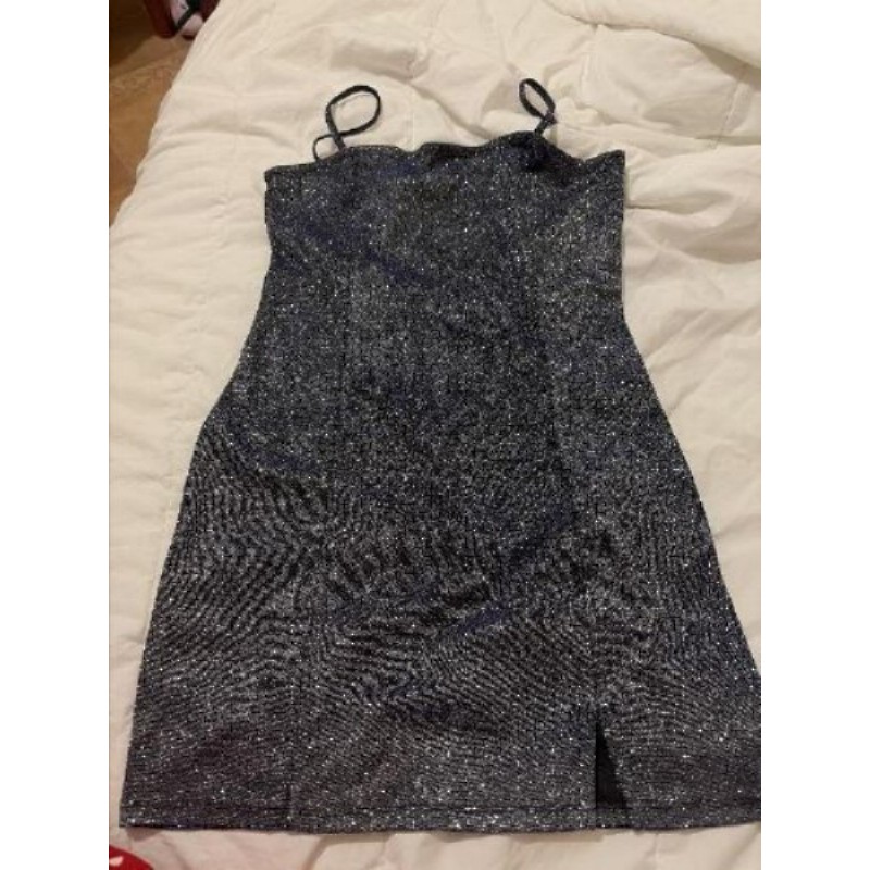 Robe H&M T38 bleu/grise à paillettes 