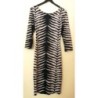Robe Zebre Beige Noir NEUF T38/40 Dos nu Croisé Manches 3/4 Jersey Elastiss