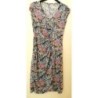 Robe Imprmé Roses Fond Noir MORGAN Dégrif T38/40, Courte Sans Manches