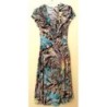 Robe MORGAN Degrif T38/40 imprimé graphique Bleu Noir Beige Jersey Manches courtes