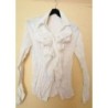 CHEMISIER a Jabot Blanc ML T38/40 Coton froissé