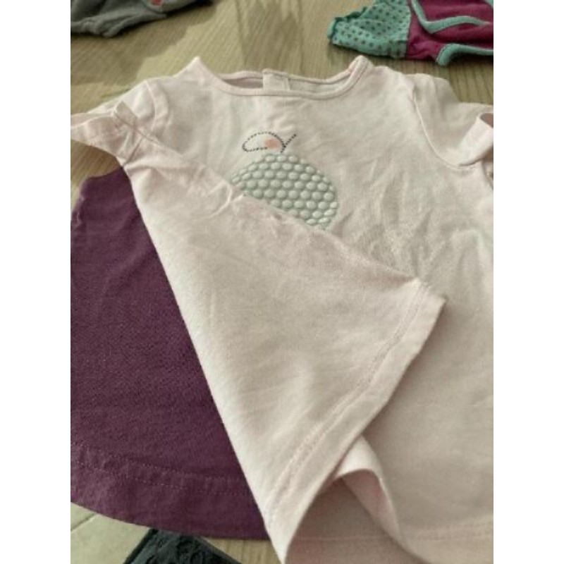 2 .. tee shirt rose et violet  12 mois 