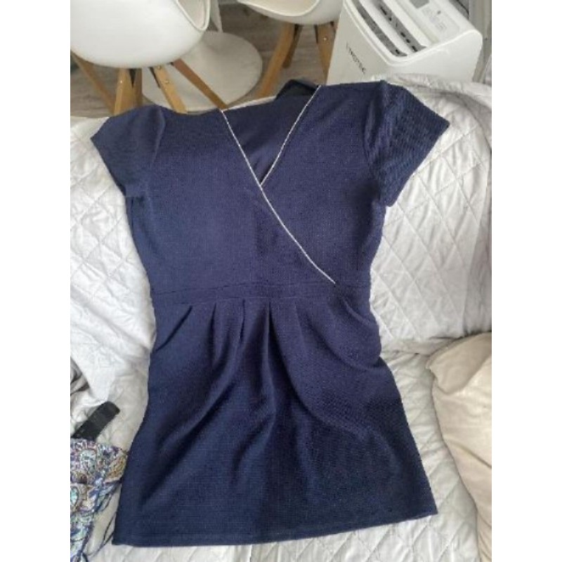 Robe courte etam - bleu Marine et argent - taille 42