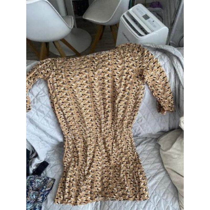 Robe promod - moutarde et oiseaux - taille 42/44