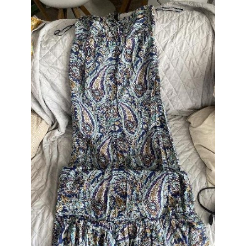 Robe longue été - mango bleu motifs taille L