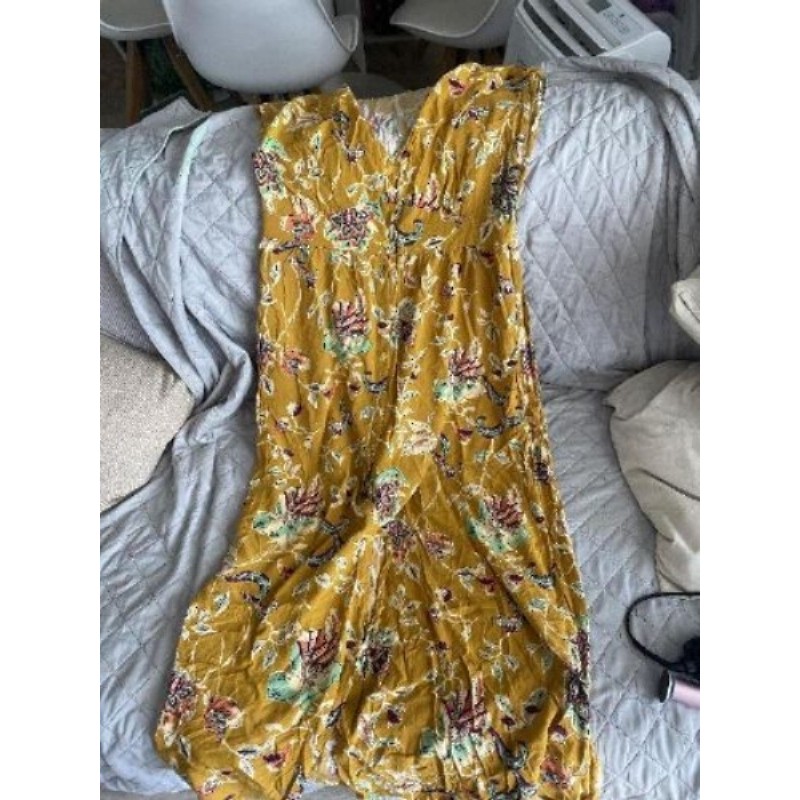 Robe promod moutarde et fleurs - taille 42