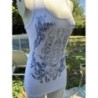 T shirt blanc et bleu à strass