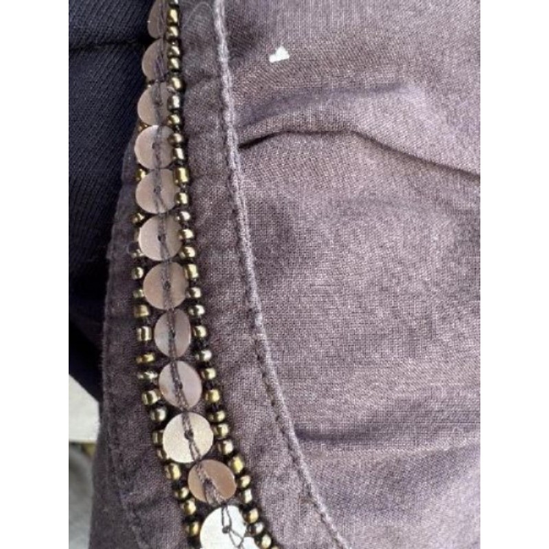 *Haut été marron encolure perlée  T42