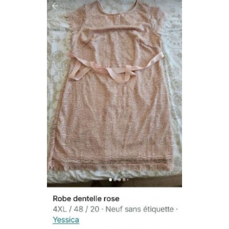 Ribe rose dentelle yessica taille 48 neuve jamis portée 