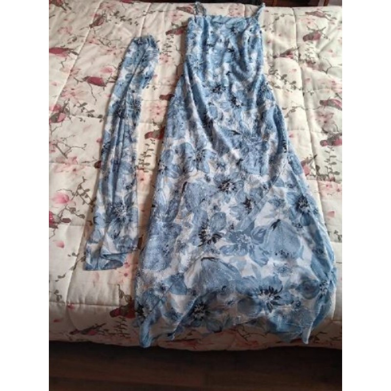 robe longue  bleue à fleurs - taille 42