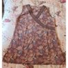 tunique longue sans manche marron imprimé fleuri - Blanche Porte - taille 42