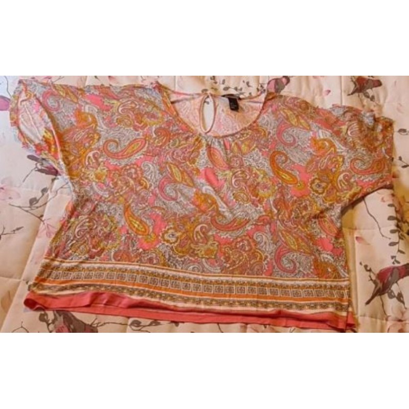 tunique orange imprimée cachemire - H & M - taille L