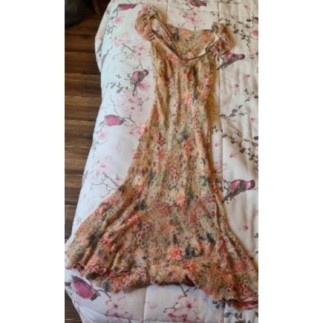Robe mi-longue rose imrime...