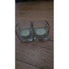2 bougeoirs carrés + bougies 