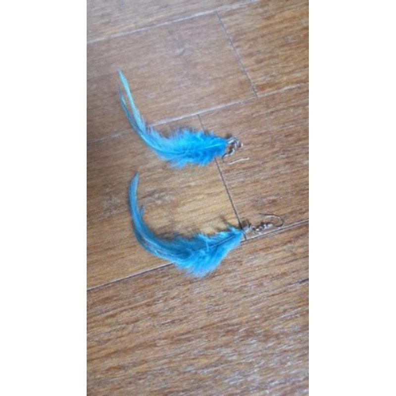 Boucles d'oreilles plumes bleues