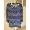 Blouse marine et blanc. Manches longues. Cosymode. Taille 46