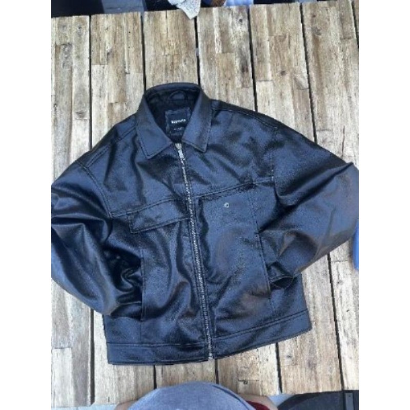 Veste en similicuir BERSHKA Noir T.36
