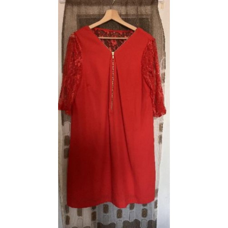 Robe orange dentelle à zip T42/44