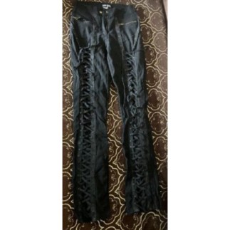 Pantalon noir lacets femme...