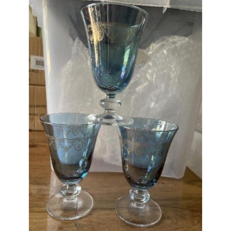 Lot 3 verre à pied bleu 