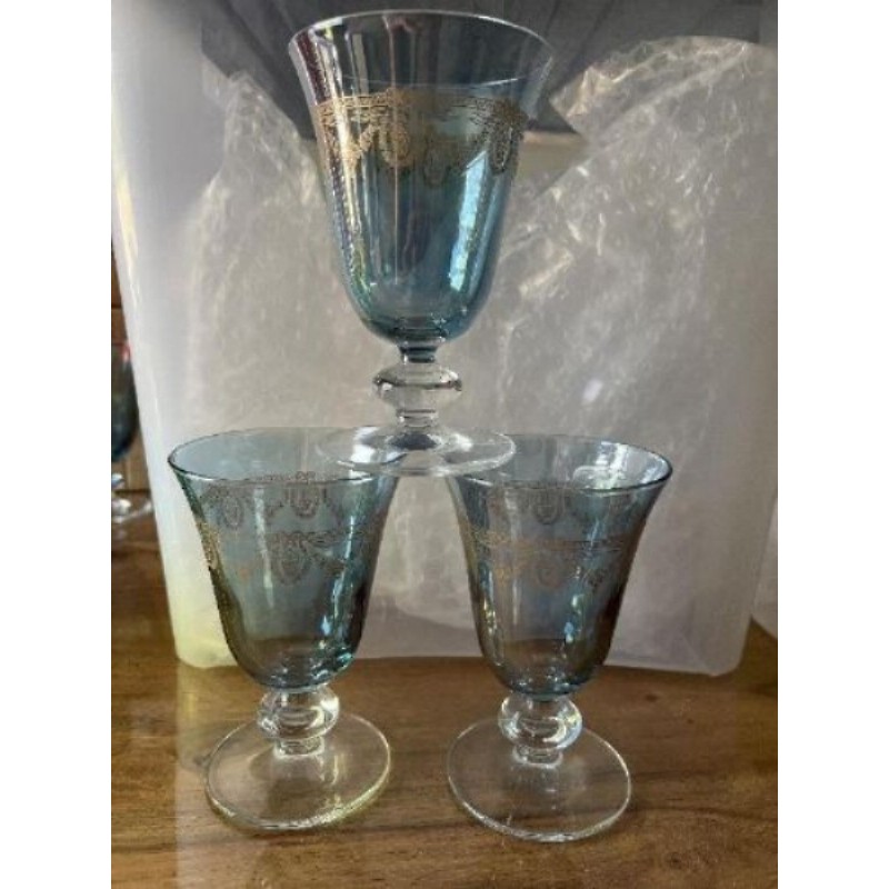 Lot de 3 verre à vin bleu 