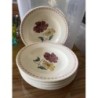 Lot de 8 assiettes creuses fleur rouge et jaune 