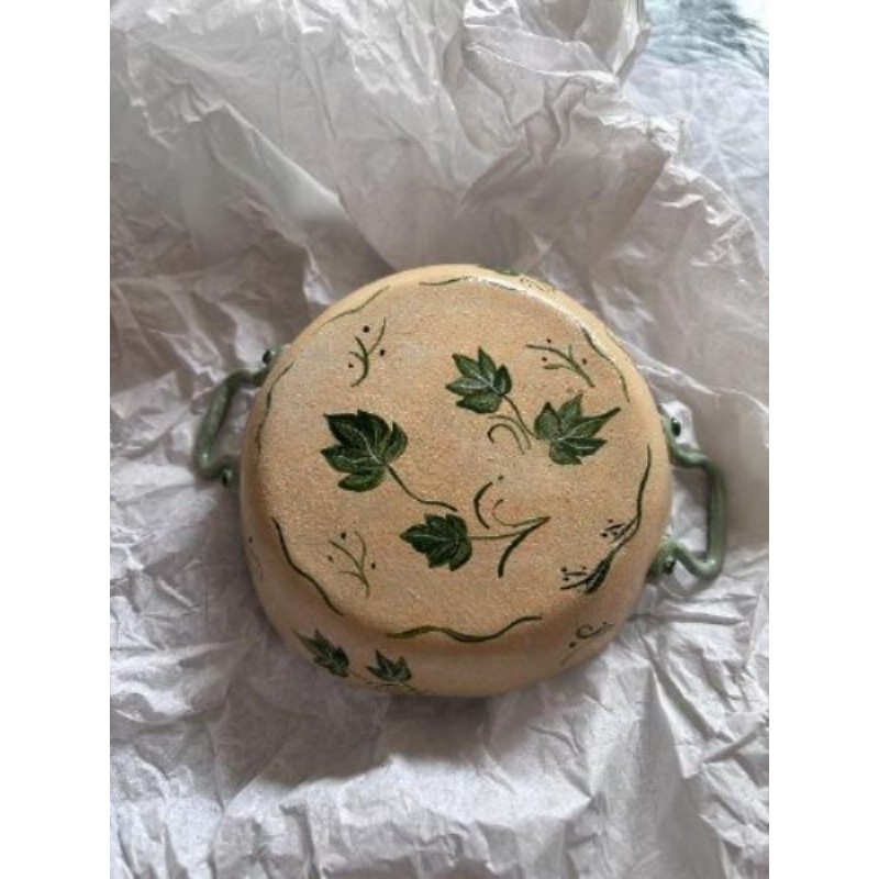 Petit plat décoratif peint à la main motif feuille jaune et vert