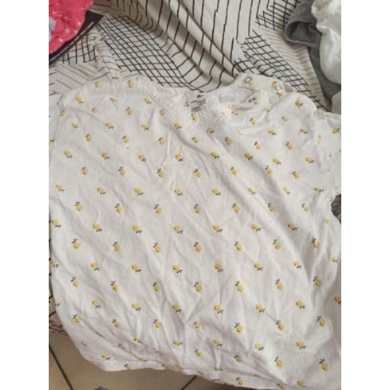 Tshirt manches courtes blanc à motif citron 24 mois