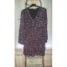 Robe bleue à fleurs manches longues, T. 42