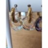 Boucles d’oreilles acier inoxydable doré verre irisé 