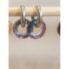 Boucles d’oreilles acier inoxydable verre irisé mauve