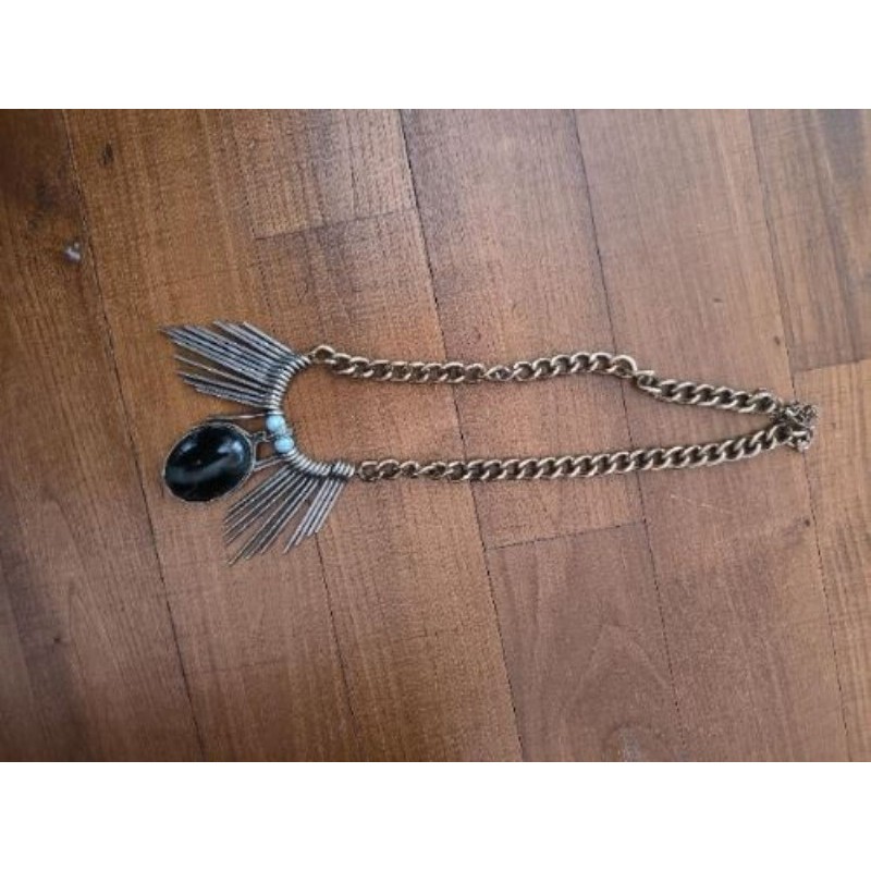 Collier argenté et doré+pierre 