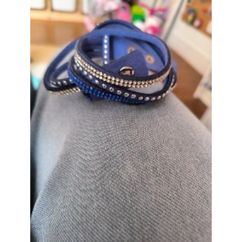 Bracelet strass bleu multi rang 