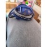 Bracelet strass bleu multi rang 