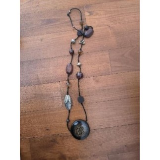 Collier sautoir marron perle 